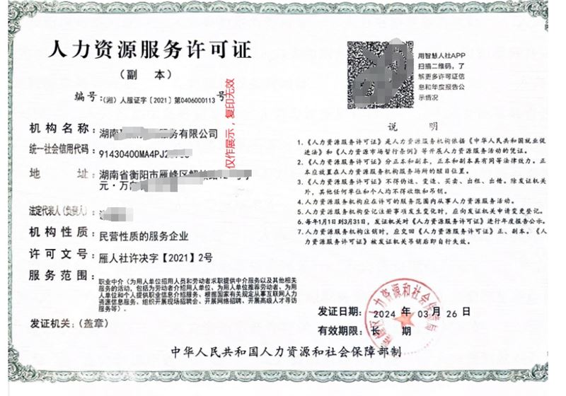 2018年湖南人力資源公司轉讓
